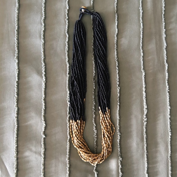 Aid Through Trade Fair Trade Black and Gold Beaded Hema Necklace - Picture 5 of 6